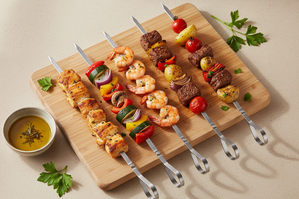 Cookinglife BBQ Spiezen Fire & Flavour RVS 41 cm - Sæt med 8 Grill Spyd