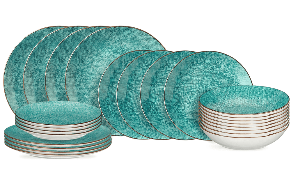 Cookinglife Serviesset Denim Bali Porselein 24-delig / 8 personer - 8 dinerborden, 8 ontbijtborden og 8 dybe boller