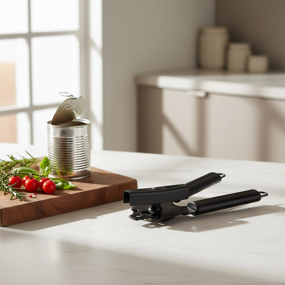 Cookinglife Køkkenredskabssæt Sort - 6-delt - Torenrasp, Knoflookpers, Blikåbner, Pizzaskærer, Osteskærer & Is-ske