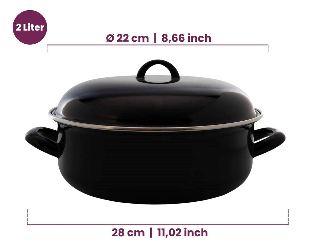 Cookinglife Braadpan med deksel - Emaille - Cooking - ø 22 cm / 2 Liter - geëmailleerde anti-aanbaklaag