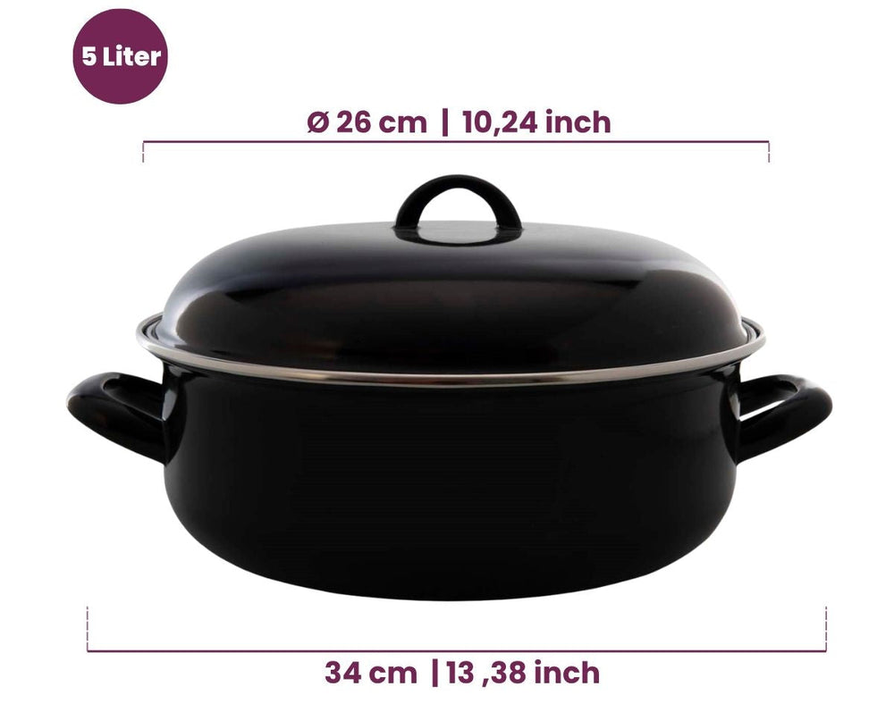 Cookinglife Braadpan med deksel - Emaille - Cooking - ø 26 cm / 5 Liter - geëmailleerde anti-aanbaklaag
