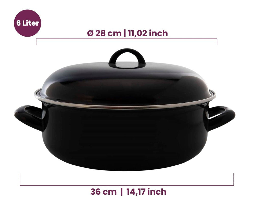 Cookinglife Braadpan med deksel - Emaille - Cooking - ø 28 cm / 6 Liter - geëmailleerde anti-aanbaklaag