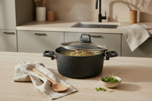 Stegepande med låg - Aluminium ø 20 cm / 2.7 liter - Egnet til alle varmekilder - standard non-stick belægning