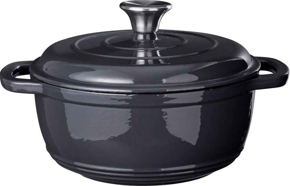 Cookinglife Braadpan med deksel - Heritage Cast Gietijzer - Grå - ø 22 cm / 2.4 Liter - emaljeret non-stick belægning