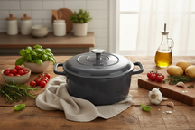 Cookinglife Braadpan med deksel - Heritage Cast Gietijzer - Grå - ø 26 cm / 4.4 Liter - emaljeret non-stick belægning