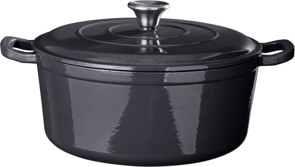 Cookinglife Braadpan med deksel - Heritage Cast - Gietijzer - Grå - ø 28 cm / 5.1 Liter - emaljeret non-stick belægning