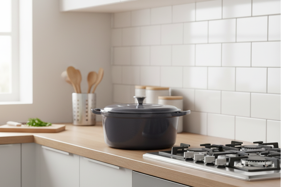 Cookinglife Braadpan med deksel - Heritage Cast - Gietijzer - Grå - ø 28 cm / 5.1 Liter - emaljeret non-stick belægning