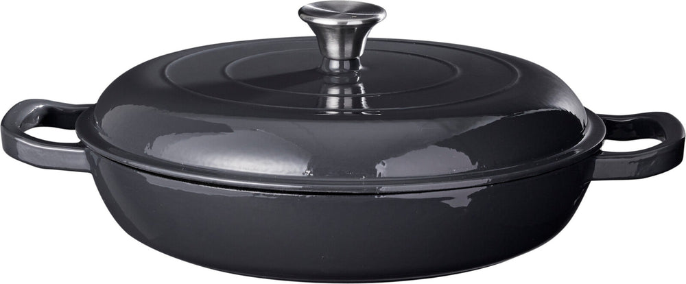 Cookinglife Braadpan med deksel - Heritage Cast - Gietijzer - Grå - ø 30 cm / 2.6 Liter - emaljeret non-stick belægning