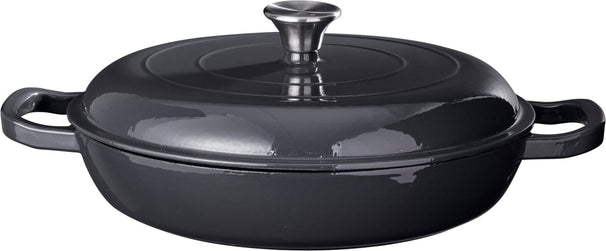 Cookinglife Braadpan med deksel - Heritage Cast - Gietijzer - Grå - ø 30 cm / 2.6 Liter - emaljeret non-stick belægning