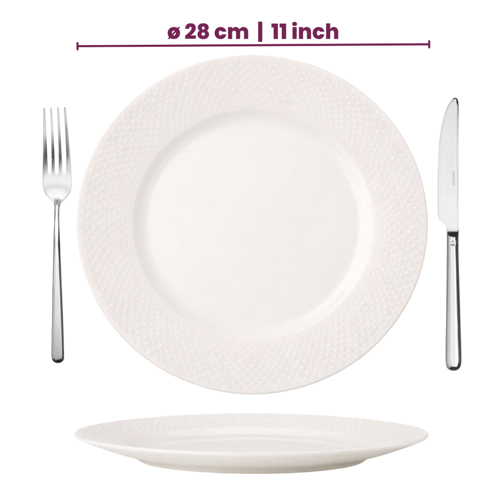 Cookinglife Dinerborden - CampVibe - Outdoor - Kunststof - Onbreekbar - Hvid ø 28 cm - 4 Stykker