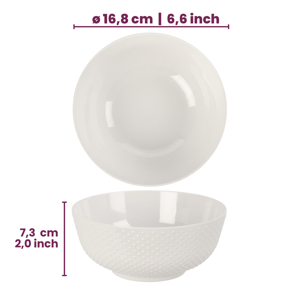 Cookinglife Soepkommen / Kommen - CampVibe - Outdoor - Kunststof - Onbreekbar - Hvid ø 16.8 cm - 4 Styk
