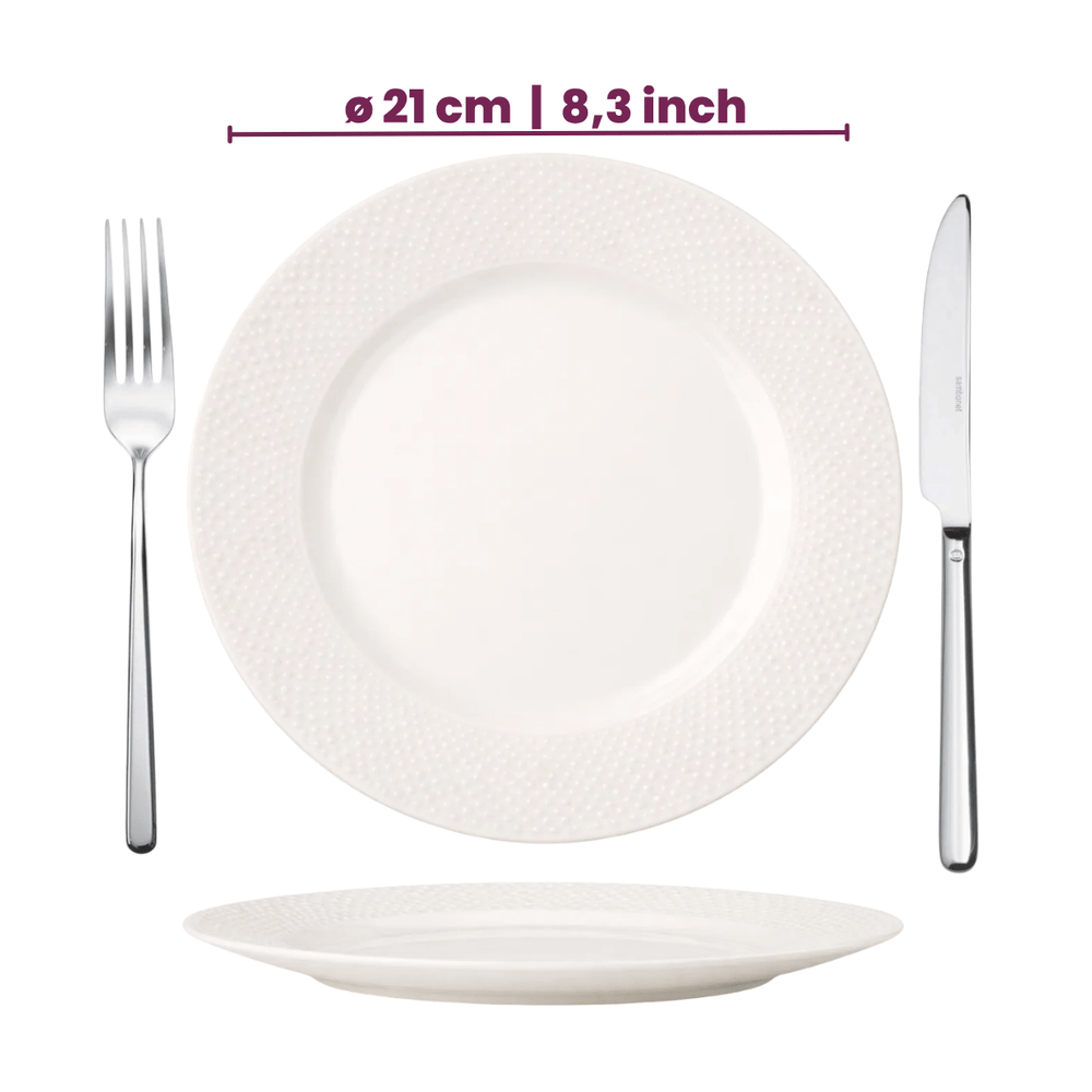 Cookinglife Morgenmadstallerkener / Desserttallerkener - CampVibe - Outdoor - Plast - Brudsikker - Hvid ø 21 cm - 4 Stykker