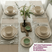 Cookinglife Serviesset Cardida Beige 18-delig / 6 personer - 6 dinerborde, 6 morgenborde og 6 skåle