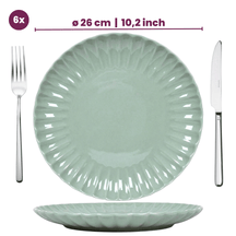 Cookinglife Serviesset Cardida Grøn 18-delig / 6 personer - 6 middagstallerkener, 6 morgenmadstallerkener og 6 skåle
