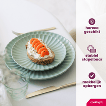 Cookinglife Serviesset Cardida Grøn 18-delig / 6 personer - 6 middagstallerkener, 6 morgenmadstallerkener og 6 skåle