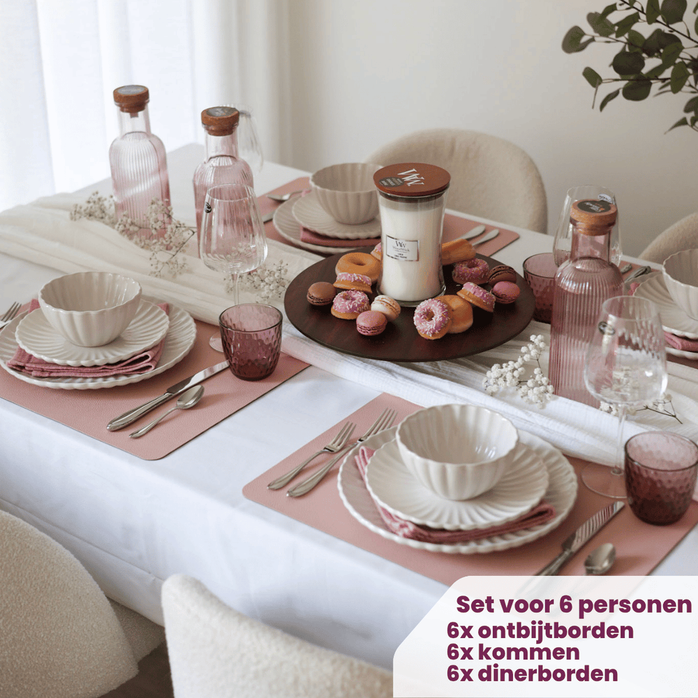 Cookinglife Serviesset Cardida Off White 18-delig / 6 personer - 6 middagstallerkener, 6 morgenmadstallerkener og 6 skåle