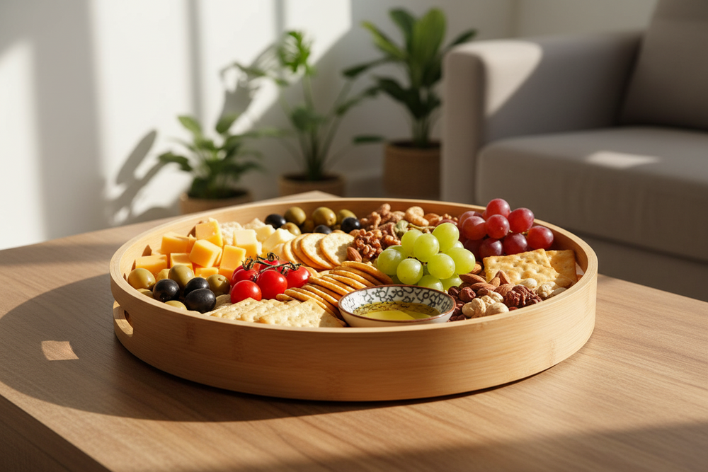 Cookinglife Dienblad Bamboe Rond ø 40 cm - Serveren af Retter og Drikkevarer
