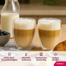 Cookinglife Dubbelwandige Latte Macchiato glas / Kaffeeglas Pumpkin 300 ml - 2 stk.