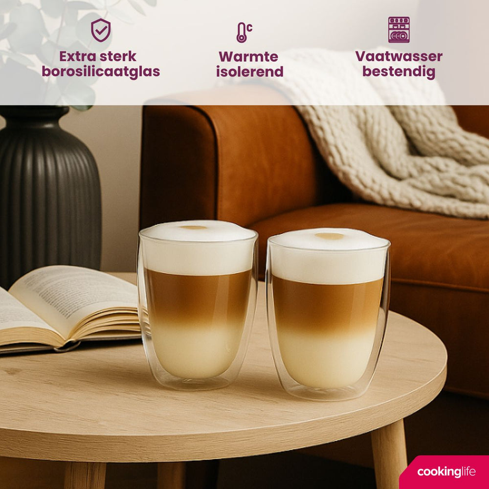 Cookinglife Dubbelwandige Latte Macchiato glas 380 ml - 2 stk.