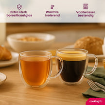 Cookinglife Dubbelvæggede Kaffe- / teglas med håndtag 280 ml - 2 stk.