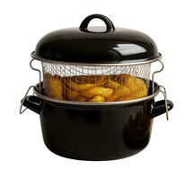 Cookinglife Oliebollenpan - Frituurpan - Braadpan - Emaille - med mand - ø 24 cm / 4 Liter - emaljeret non-stick belægning