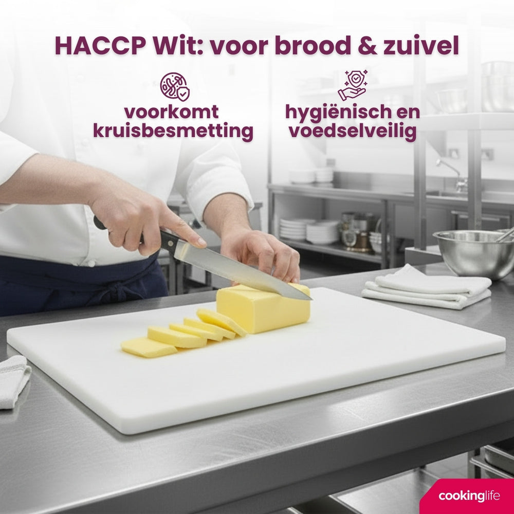 Cookinglife Skærebræt HACCP Hvid 40 x 30 cm - til mejeri & brød