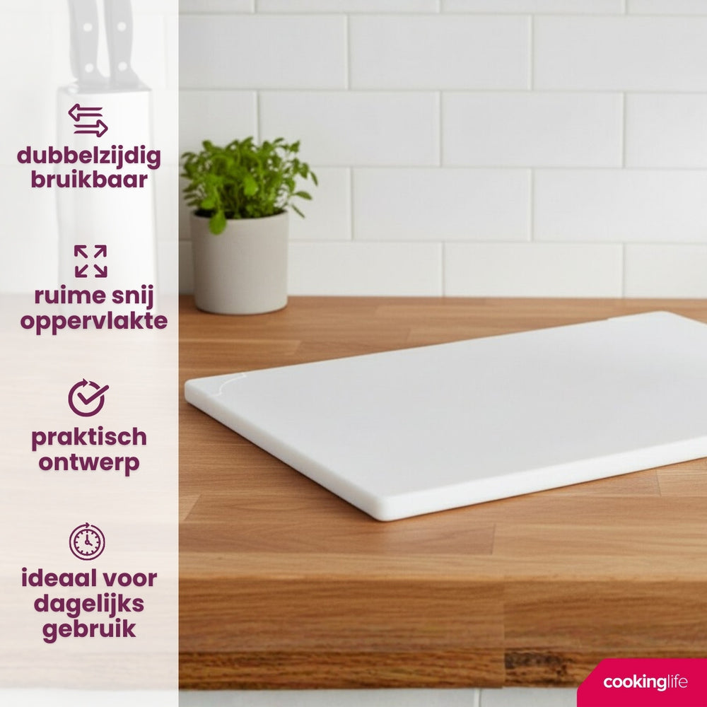 Cookinglife Skærebræt HACCP Hvid 40 x 30 cm - til mejeri & brød