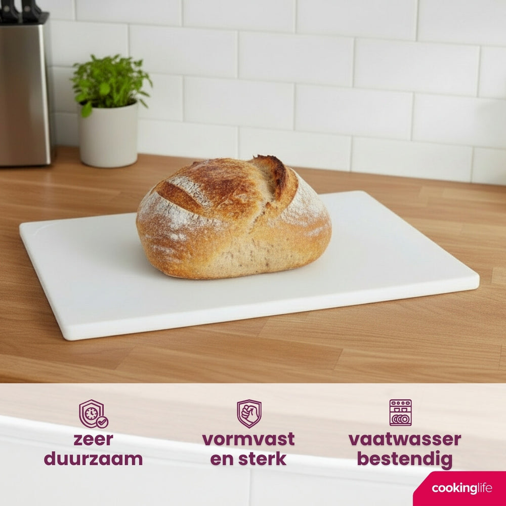 Cookinglife Skærebræt HACCP Hvid 40 x 30 cm - til mejeri & brød