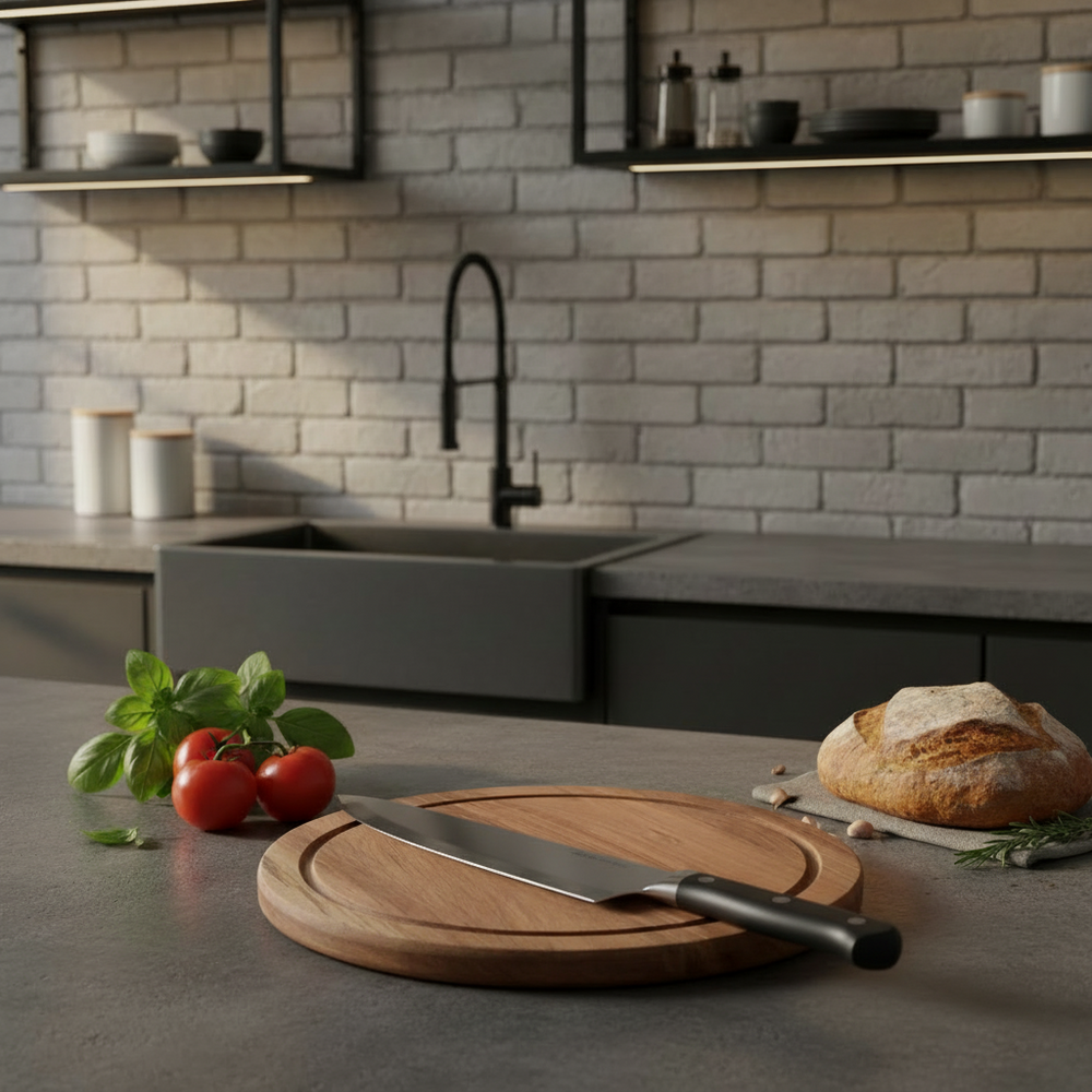 Cookinglife Skærebræt Træ Akacietræ Pure Wood Ø 25 cm - Med Saftkanal - Køkken Skæring
