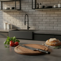 Cookinglife Skærebræt Træ Akacietræ Pure Wood Ø 25 cm - Med Saftkanal - Køkken Skæring
