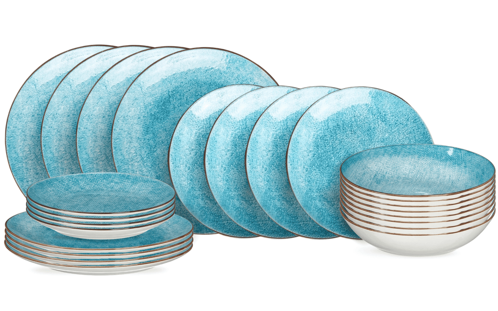 Cookinglife Serviesset Denim Ibiza Porselein 24-delig / 8 personer - 8 dinerborden, 8 ontbijtborden og 8 dybe boller