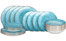 Cookinglife Serviesset Denim Ibiza Porselein 24-delig / 8 personer - 8 dinerborden, 8 ontbijtborden og 8 dybe boller