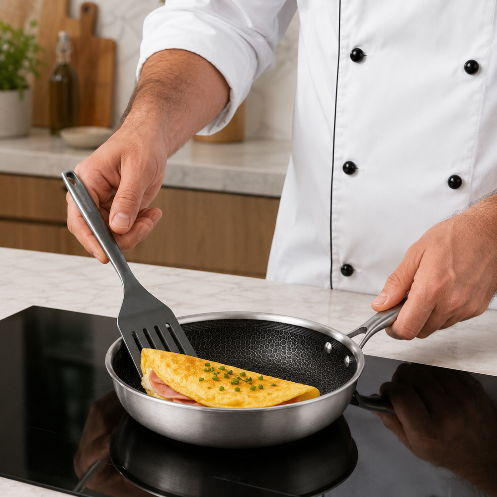 Cookinglife Stegepande HexaCook - Hybridpande ø 20 cm - NON STICK - egnet til alle varmekilder - keramisk non-stick belægning