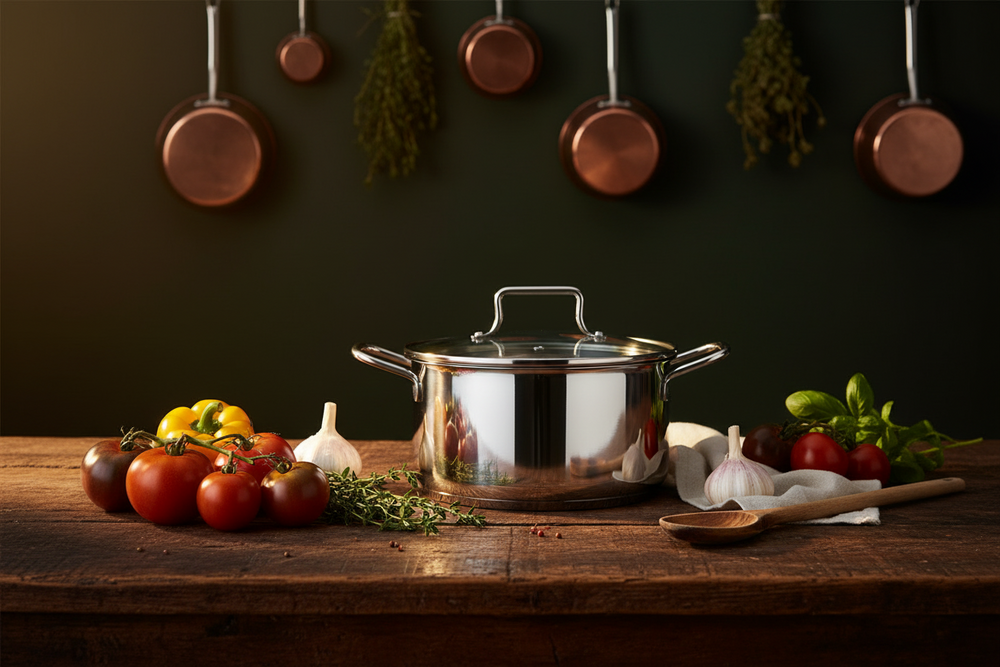 Cookinglife Pannenset Signature Steel 4-Delig RVS - Kookpan ø 16, 20 en 24 cm en Steelpan ø 17.5 cm - egnet til alle varmekilder