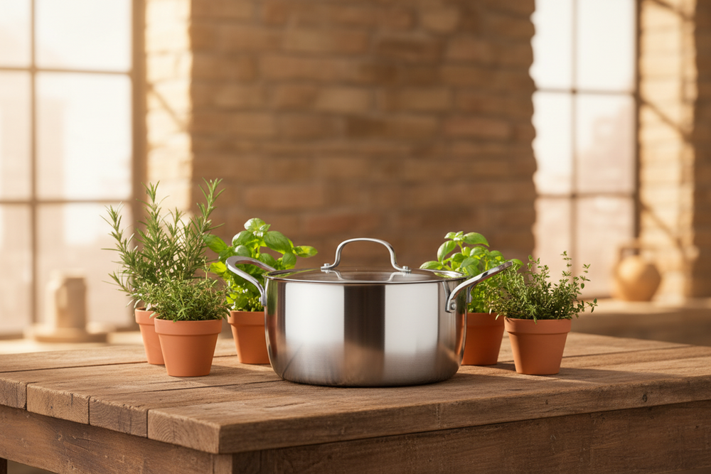 Cookinglife Kookpan med Glazen Deksel Signature Steel - RVS - ø 24 cm / 4 Liter - egnet til alle varmekilder