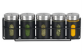 Cookinglife Krydderireol Sort 5-Delt - Med Krydderistrøere 80 ml