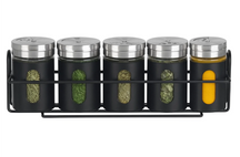 Cookinglife Krydderireol Sort 5-Delt - Med Krydderistrøere 80 ml