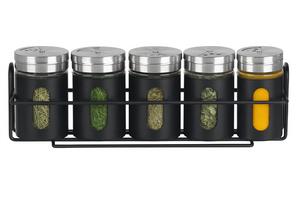 Cookinglife Krydderireol Sort 5-Delt - Med Krydderistrøere 80 ml