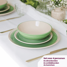 Cookinglife Serviesset Oceanico Grøn 12-delt / 4 Personer - 4 middagstallerkener, 4 morgenmadstallerkener og 4 skåle
