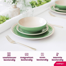 Cookinglife Serviesset Oceanico Grøn 12-delt / 4 Personer - 4 middagstallerkener, 4 morgenmadstallerkener og 4 skåle