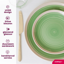 Cookinglife Serviesset Oceanico Grøn 12-delt / 4 Personer - 4 middagstallerkener, 4 morgenmadstallerkener og 4 skåle