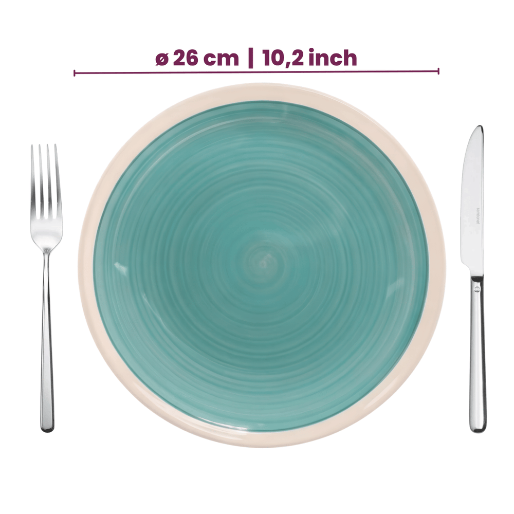 Cookinglife Serviesset Oceanico Turquoise 24-delig / 8 Personen - 8 dinerborden, 8 ontbijtborden og 8 skåle