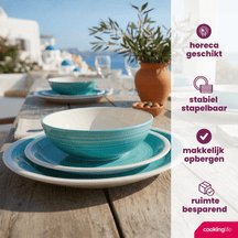 Cookinglife Serviesset Oceanico Turquoise 24-delig / 8 Personen - 8 dinerborden, 8 ontbijtborden og 8 skåle