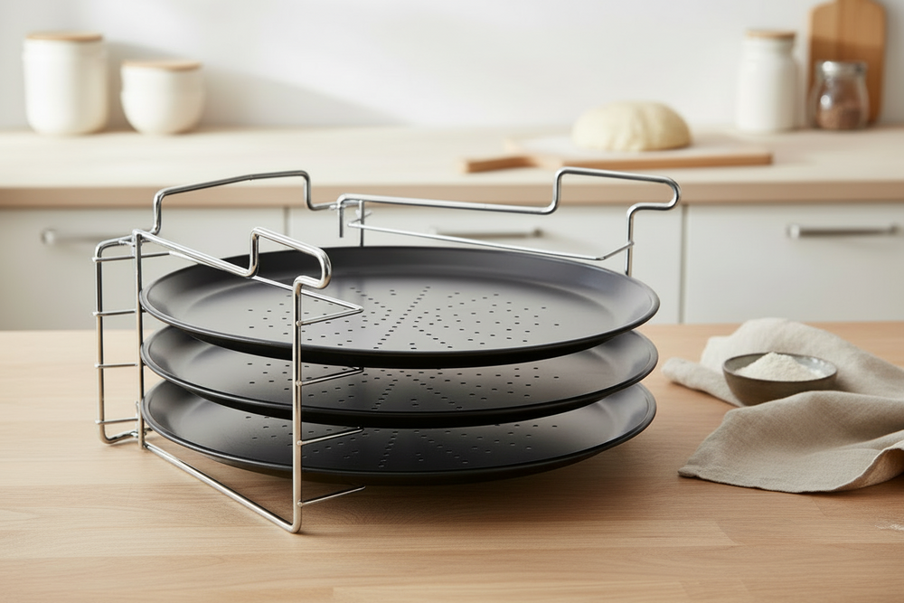 Cookinglife Pizza Bakplate Ø 32 cm Metal - Non Stick Sæt 4-delt