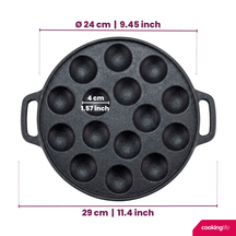 Cookinglife Poffertjespan - Gietijzer - ø 24 cm - 15 poffertjes - uden non-stick belægning - egnet til alle varmekilder