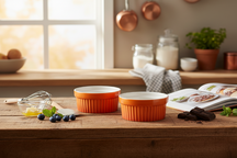 Cookinglife Ramekins / Soufflébakje / Creme Brulee Schaaltjes - Orange - Porcelæn - ø 11cm -  2 Styk