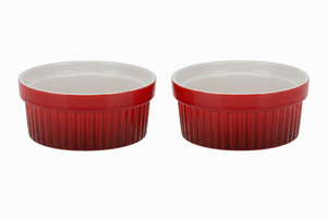 Cookinglife Ramekins / Soufflébakje / Creme Brulee Schaaltjes - Rød - Porcelæn - ø 11 cm - 2 Styk