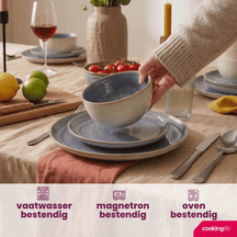 Cookinglife Serviesset Serene Blue 12-delig / 4 personer - 4 dinerborden, 4 ontbijtborden og 4 skåle