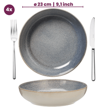Cookinglife Dybe Tallerkener / Pastatallerkener Serene Blue ø 23 cm - Stentøj - 4 stk.