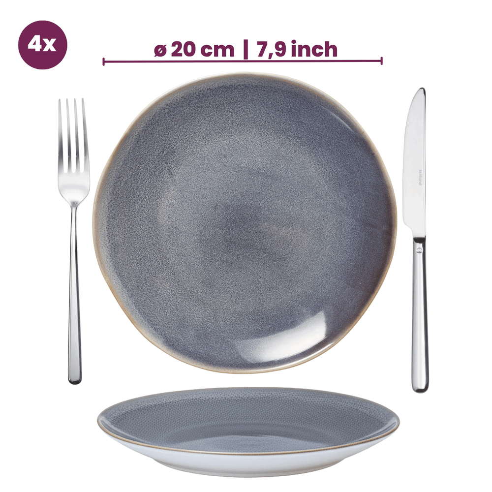 Cookinglife Morgenmadstallerkener / Desserttallerkener Serene Blue ø 20 cm - Stentøj - 4 stk.